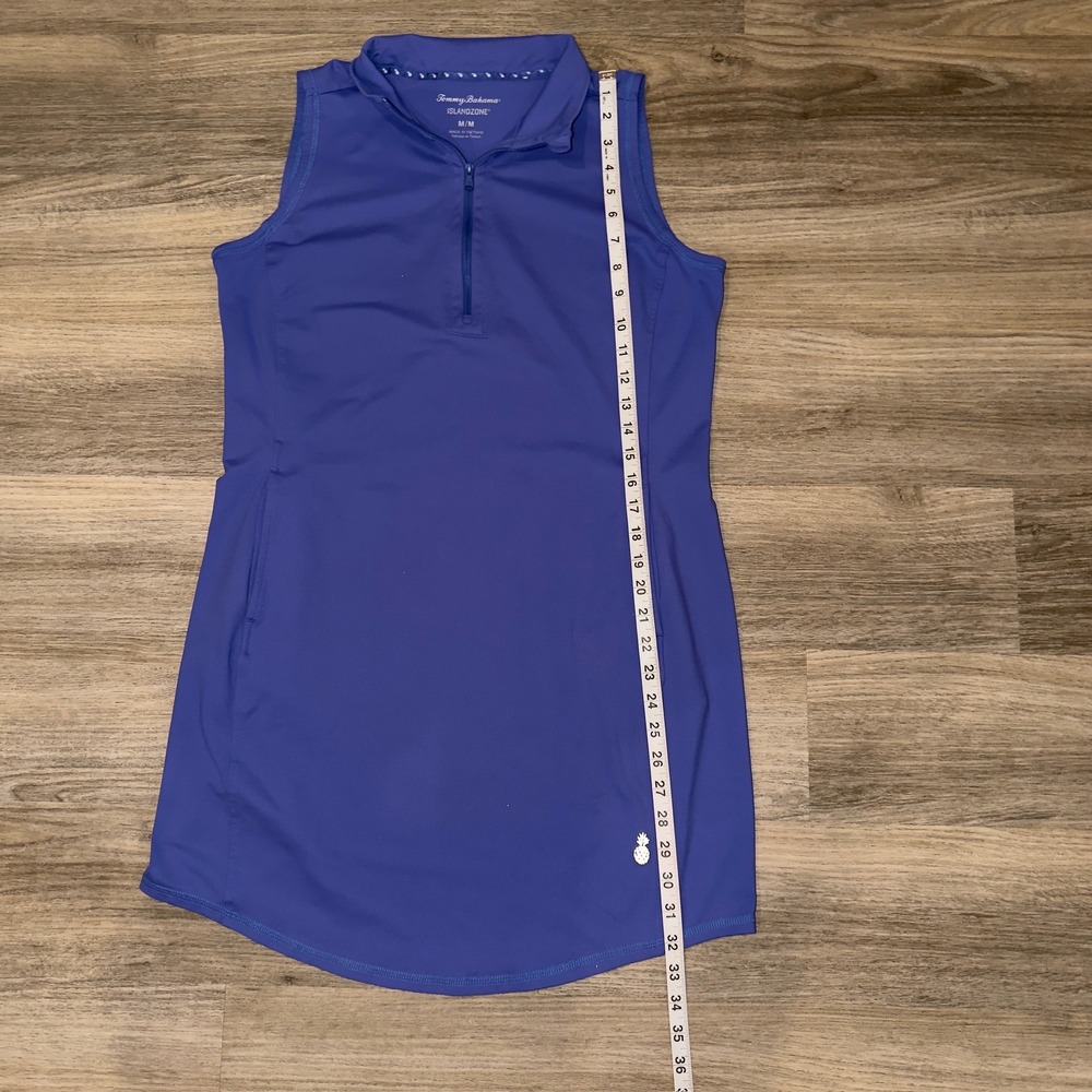 Tommy Bahama IslandZone Blue Sleeveless Golf Dress Quarter Zip Medium - Picture 3 of 8
